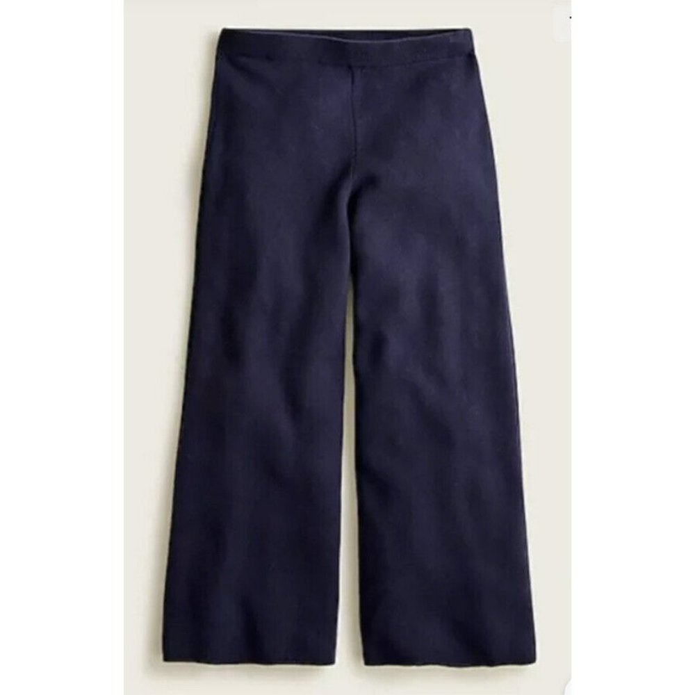 NWT J.Crew Wide-Leg Merino Wool Blend Cropped Sweater Pants - Black~XS (BA401)